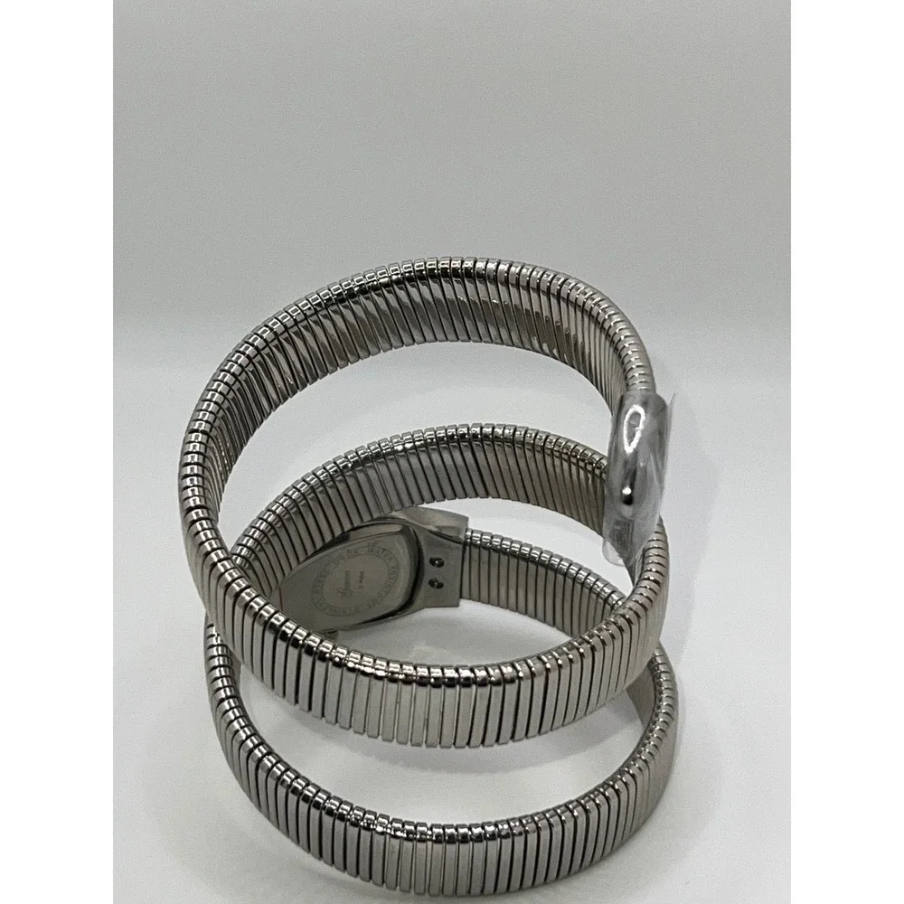 Silver‎ Tone Snake Coil Wrap Around Genoa Watch Rhinestone Bezel Elegant